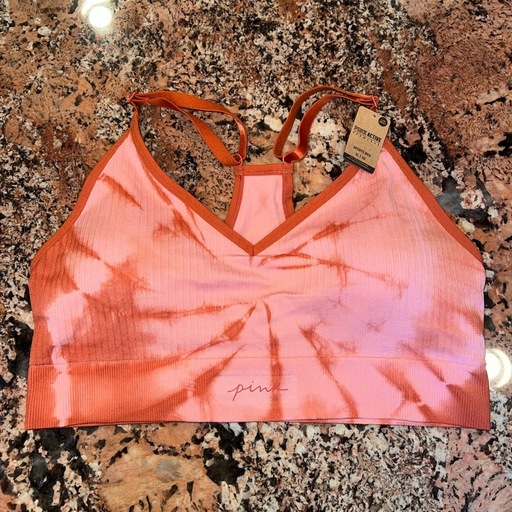 Victoria's Secret XL PINK ACTIVE Sports Bra Seamless Lightly Lined Tie Dye